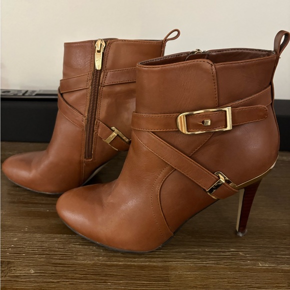 Marc Fisher Tan Leather Heeled Boots - Picture 2 of 4